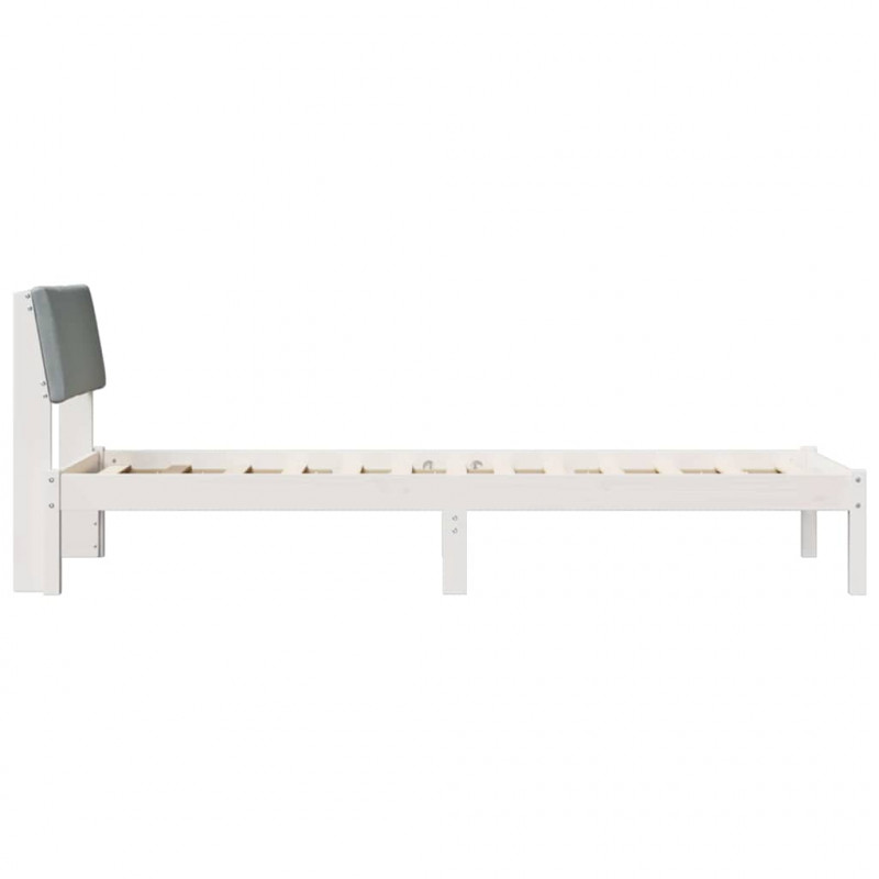 Rama łóżka Biały i jasnoszary 75 x 190 cm Lite drewno sosnowe