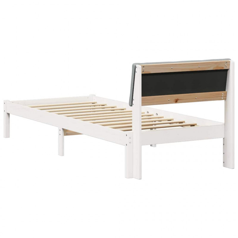 Rama łóżka Biały i jasnoszary 75 x 190 cm Lite drewno sosnowe