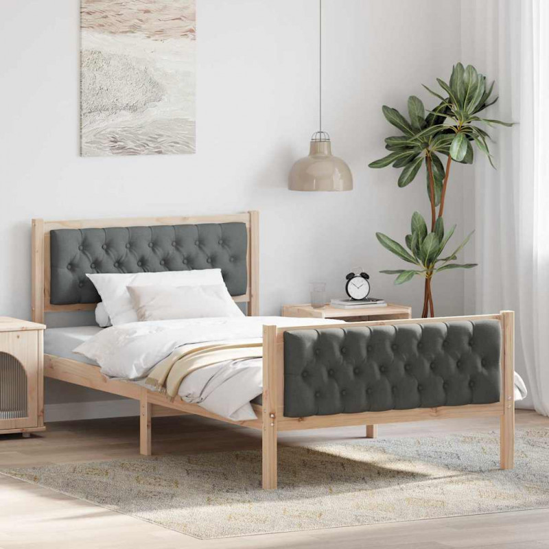Ramka łóżka Ciemnoszary 100 x 200 cm Lite drewno sosnowe