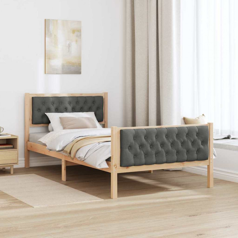 Ramka łóżka Ciemnoszary 100 x 200 cm Lite drewno sosnowe