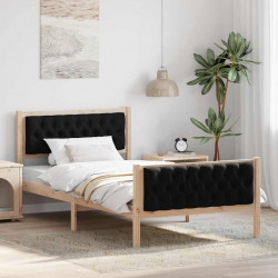 Ramka łóżka Czarny 100 x 200 cm Lite drewno sosnowe