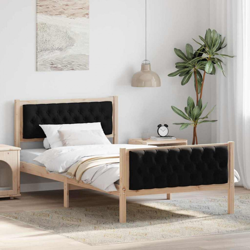 Ramka łóżka Czarny 100 x 200 cm Lite drewno sosnowe
