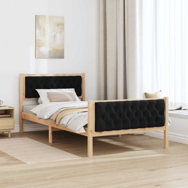 Ramka łóżka Czarny 100 x 200 cm Lite drewno sosnowe