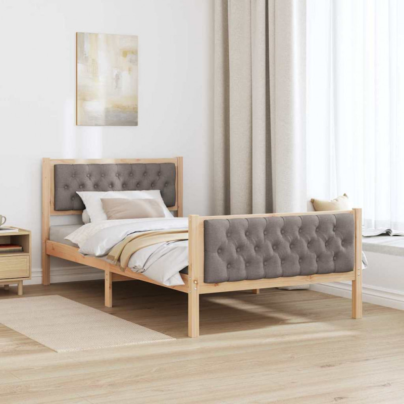 Ramka łóżka Ciemnoszary 100 x 200 cm Lite drewno sosnowe