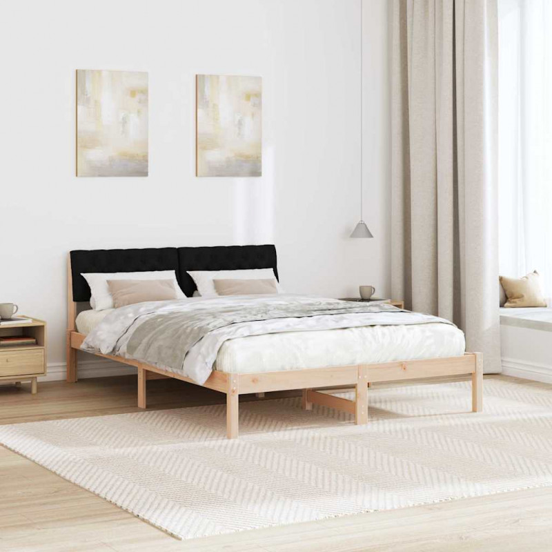 Rama łóżka brązowo-czarny 160 x 200 cm Lite drewno sosnowe