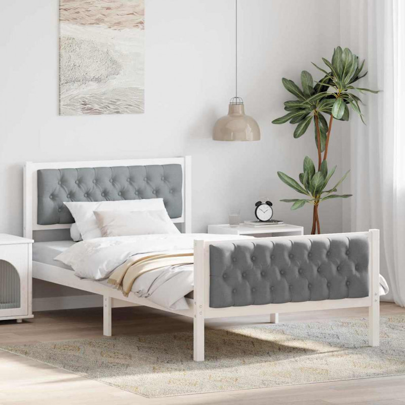 Ramka łóżka Jasnoszary 100 x 200 cm Lite drewno sosnowe