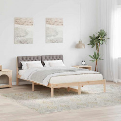 Rama łóżka Brązowy i taupe 160 x 200 cm Lite drewno sosnowe