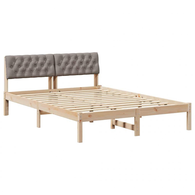 Rama łóżka Brązowy i taupe 160 x 200 cm Lite drewno sosnowe