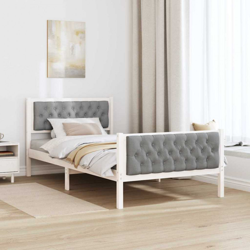 Ramka łóżka Jasnoszary 100 x 200 cm Lite drewno sosnowe