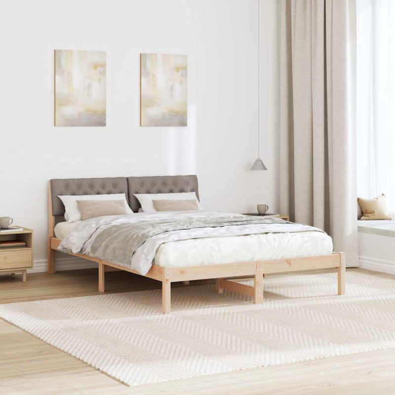 Rama łóżka Brązowy i taupe 160 x 200 cm Lite drewno sosnowe
