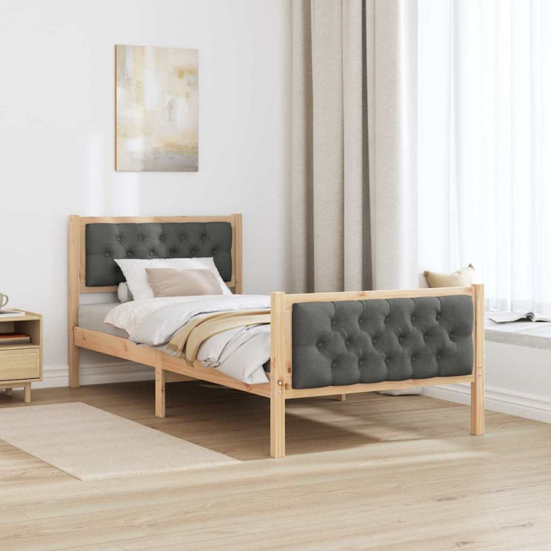 Ramka łóżka Ciemnoszary 90 x 200 cm Lite drewno sosnowe