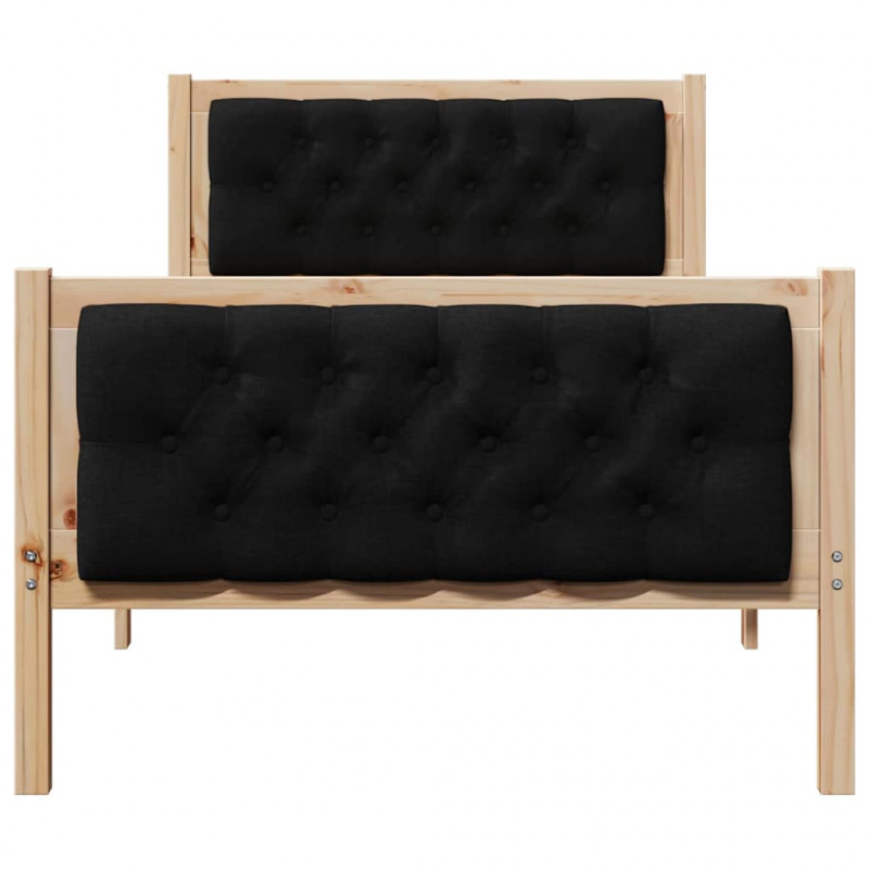 Ramka łóżka Z zagłówkiem Czarny 90 x 200 cm Lite drewno sosnowe