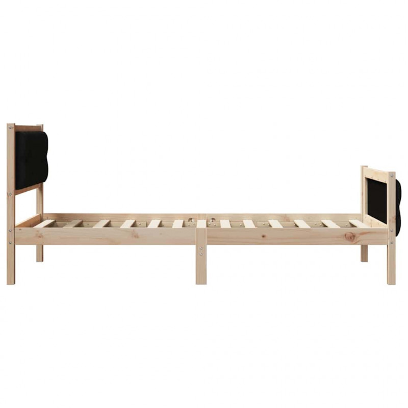 Ramka łóżka Z zagłówkiem Czarny 90 x 200 cm Lite drewno sosnowe