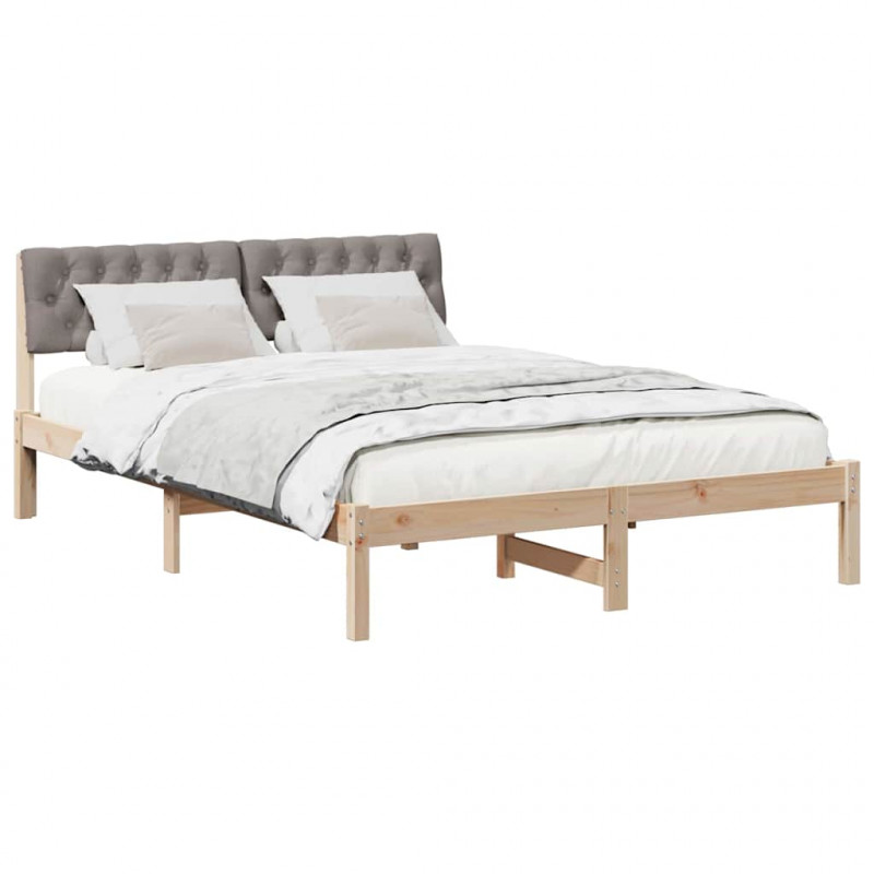 Rama łóżka Brązowy i taupe 150 x 200 cm Lite drewno sosnowe
