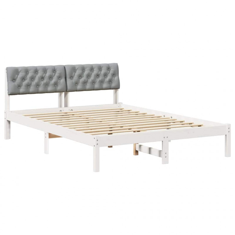 Rama łóżka Biały i jasnoszary 150 x 200 cm Lite drewno sosnowe
