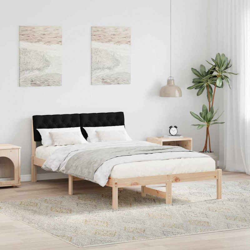 Rama łóżka brązowo-czarny 120 x 200 cm Lite drewno sosnowe