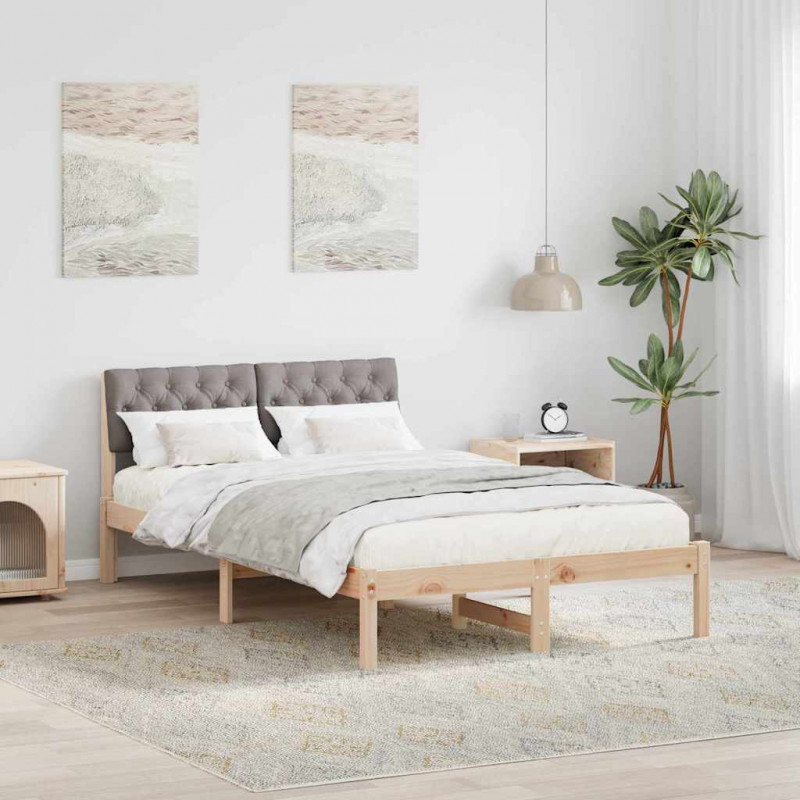 Rama łóżka Brązowy i taupe 120 x 200 cm Lite drewno sosnowe