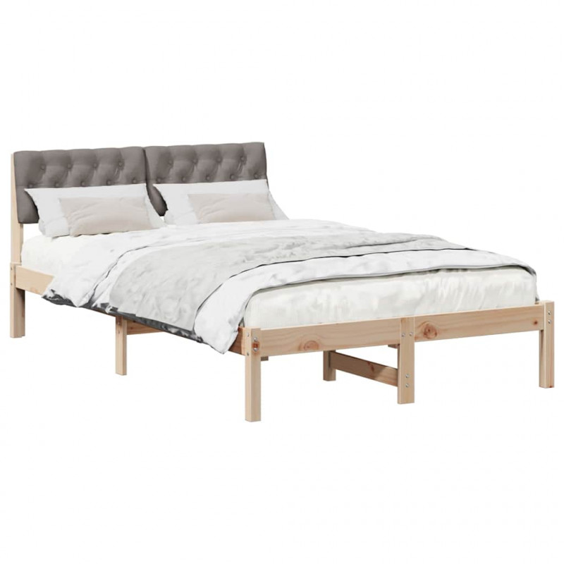 Rama łóżka Brązowy i taupe 120 x 200 cm Lite drewno sosnowe