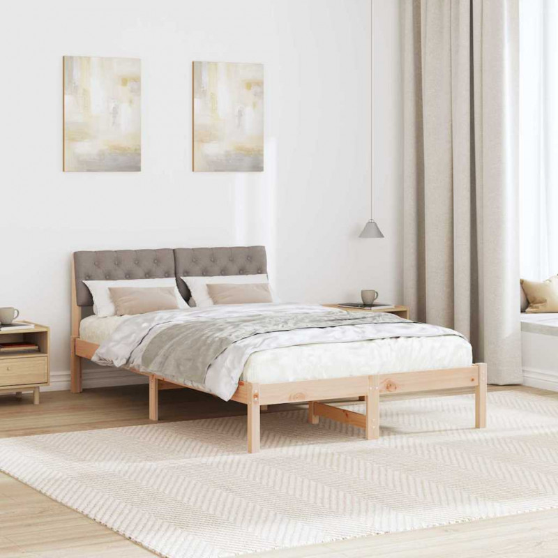 Rama łóżka Brązowy i taupe 120 x 200 cm Lite drewno sosnowe