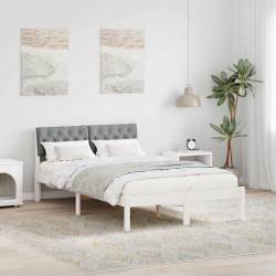 Rama łóżka Biały i jasnoszary 120 x 200 cm Lite drewno sosnowe