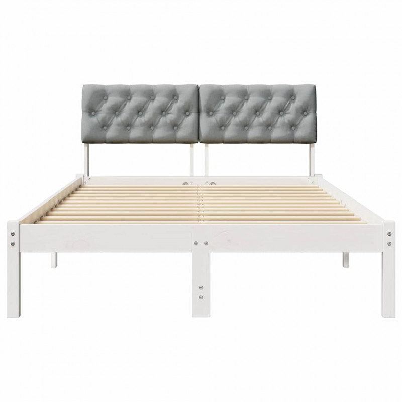 Rama łóżka Biały i jasnoszary 120 x 200 cm Lite drewno sosnowe