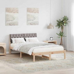 Rama łóżka Brązowy i taupe 120 x 190 cm Lite drewno sosnowe