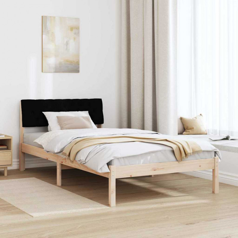 Rama łóżka brązowo-czarny 100 x 200 cm Lite drewno sosnowe
