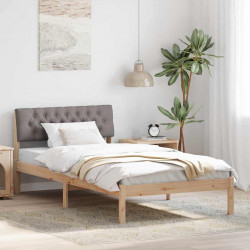 Rama łóżka Brązowy i taupe 100 x 200 cm Lite drewno sosnowe