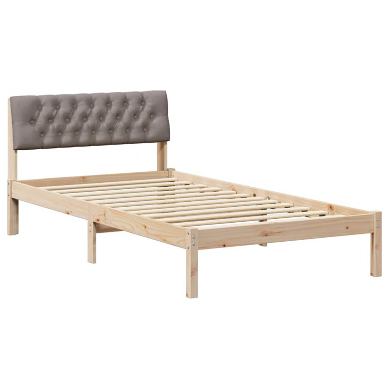 Rama łóżka Brązowy i taupe 100 x 200 cm Lite drewno sosnowe