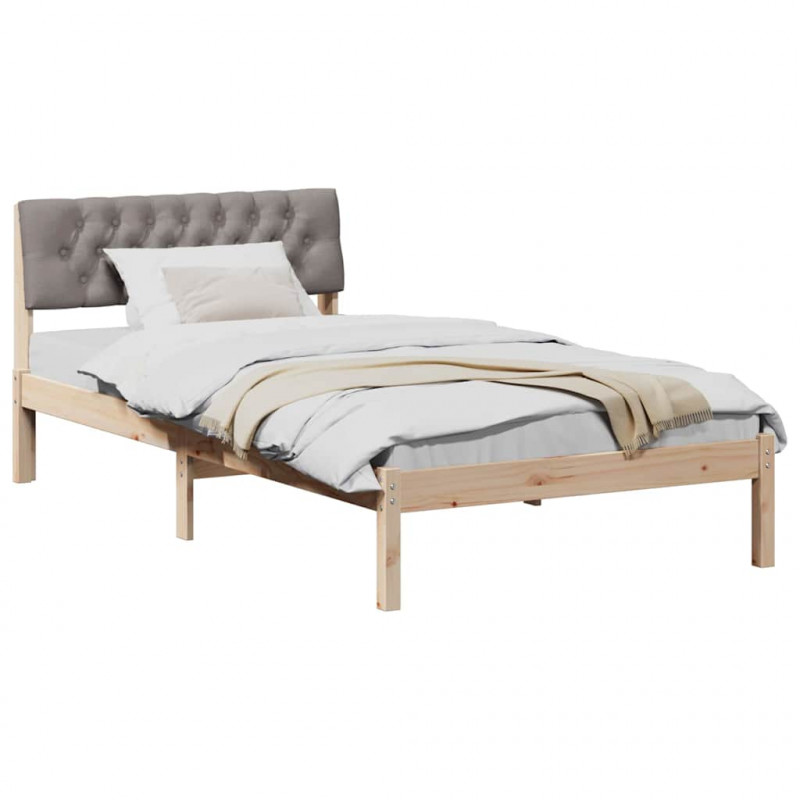 Rama łóżka Brązowy i taupe 100 x 200 cm Lite drewno sosnowe