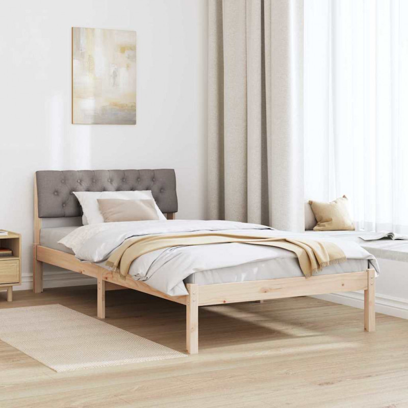 Rama łóżka Brązowy i taupe 100 x 200 cm Lite drewno sosnowe