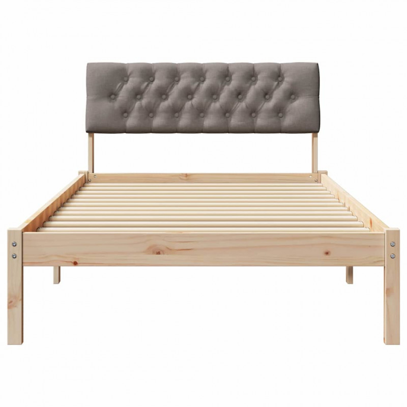 Rama łóżka Brązowy i taupe 100 x 200 cm Lite drewno sosnowe