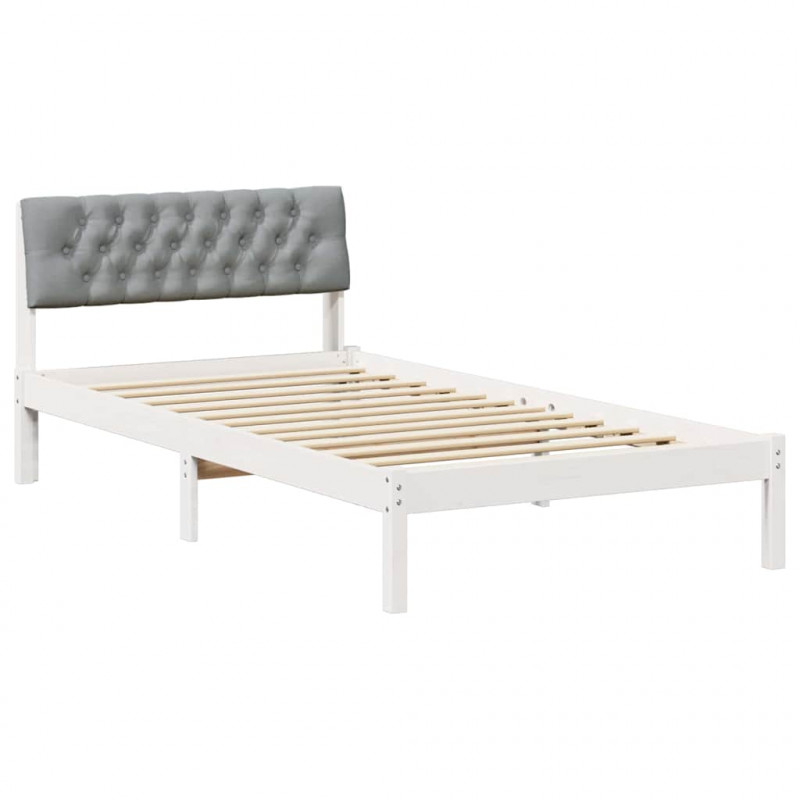 Rama łóżka Biały i jasnoszary 100 x 200 cm Lite drewno sosnowe