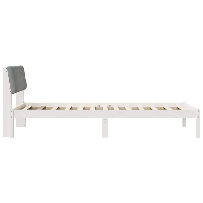 Rama łóżka Biały i jasnoszary 100 x 200 cm Lite drewno sosnowe