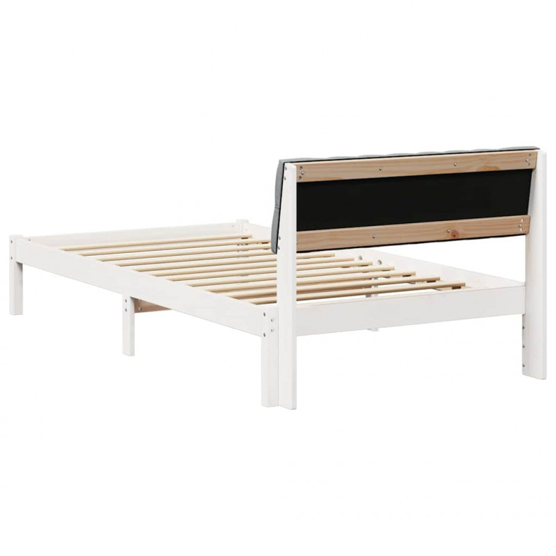 Rama łóżka Biały i jasnoszary 100 x 200 cm Lite drewno sosnowe