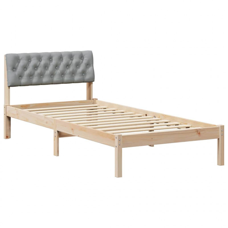 Rama łóżka Brązowy i jasnoszary 90 x 200 cm Lite drewno sosnowe