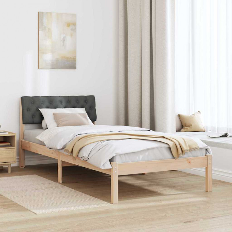 Rama łóżka Z zagłówkiem brązowy i ciemnoszary 90 x 200 cm