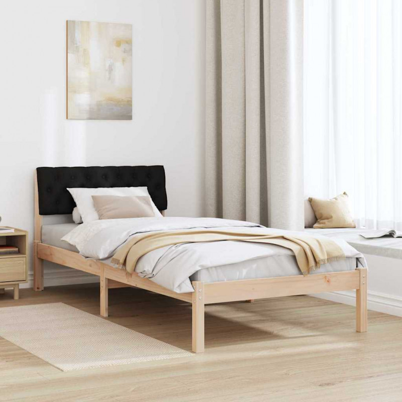 Rama łóżka brązowo-czarny 90 x 200 cm Lite drewno sosnowe