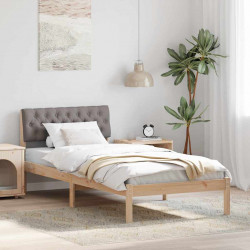 Rama łóżka Brązowy i taupe 90 x 200 cm Lite drewno sosnowe