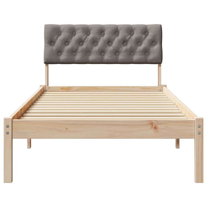 Rama łóżka Brązowy i taupe 90 x 200 cm Lite drewno sosnowe