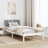 Rama łóżka Biały i jasnoszary 90 x 200 cm Lite drewno sosnowe