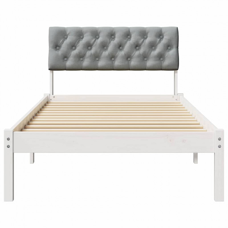 Rama łóżka Biały i jasnoszary 90 x 200 cm Lite drewno sosnowe