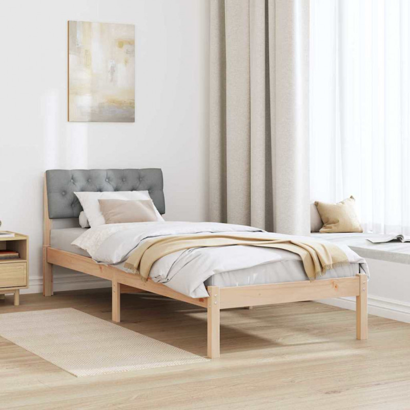 Rama łóżka Brązowy i jasnoszary 80 x 200 cm Lite drewno sosnowe