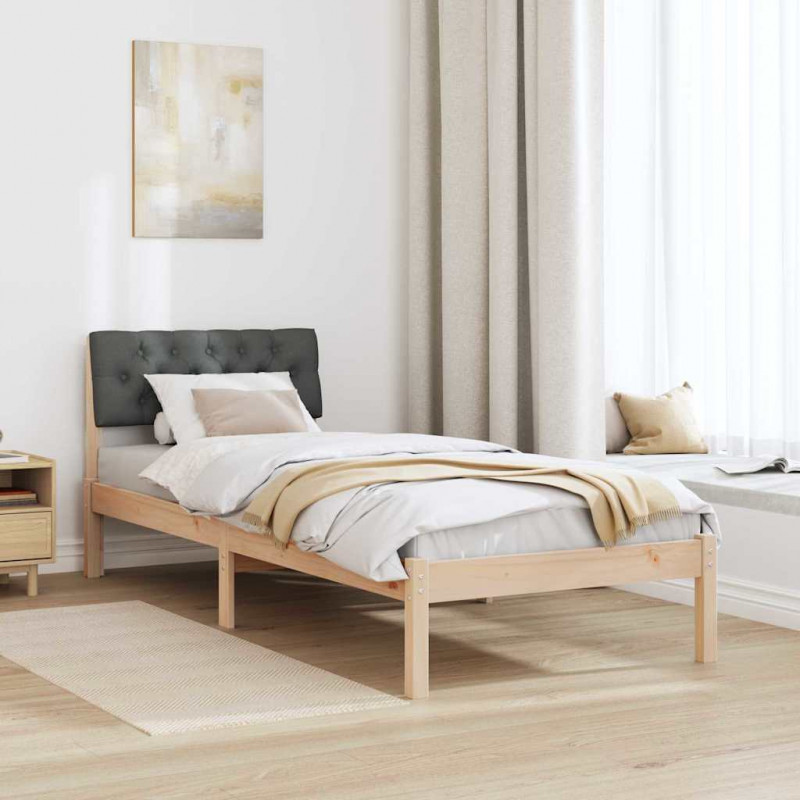 Rama łóżka Z zagłówkiem brązowy i ciemnoszary 80 x 200 cm