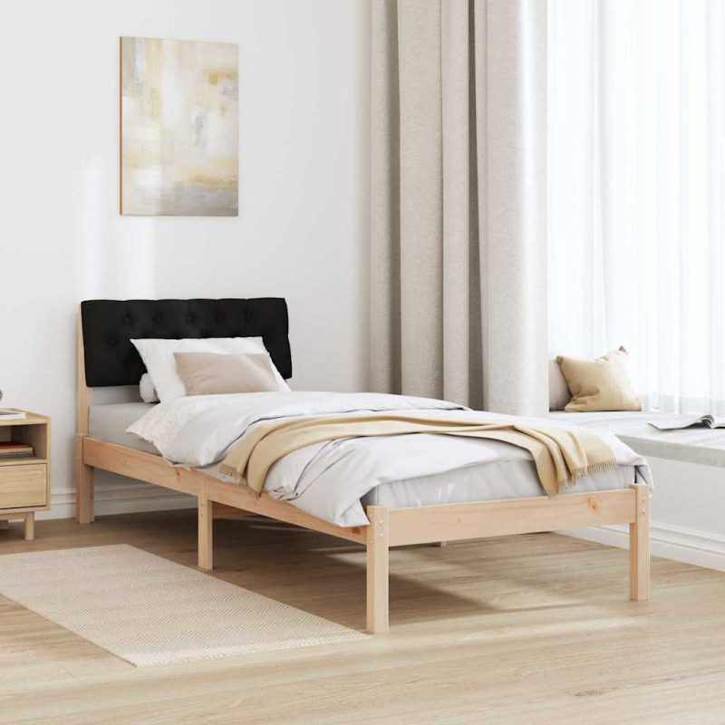 Rama łóżka brązowo-czarny 80 x 200 cm Lite drewno sosnowe
