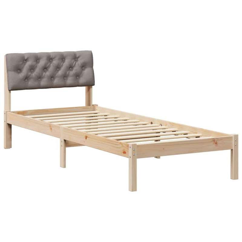 Rama łóżka Brązowy i taupe 80 x 200 cm Lite drewno sosnowe