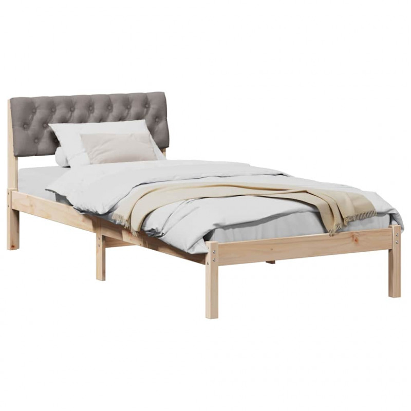 Rama łóżka Brązowy i taupe 90 x 190 cm Lite drewno sosnowe