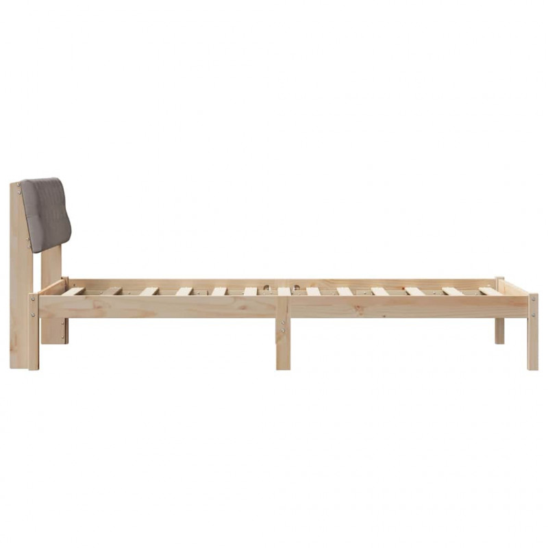 Rama łóżka Brązowy i taupe 90 x 190 cm Lite drewno sosnowe