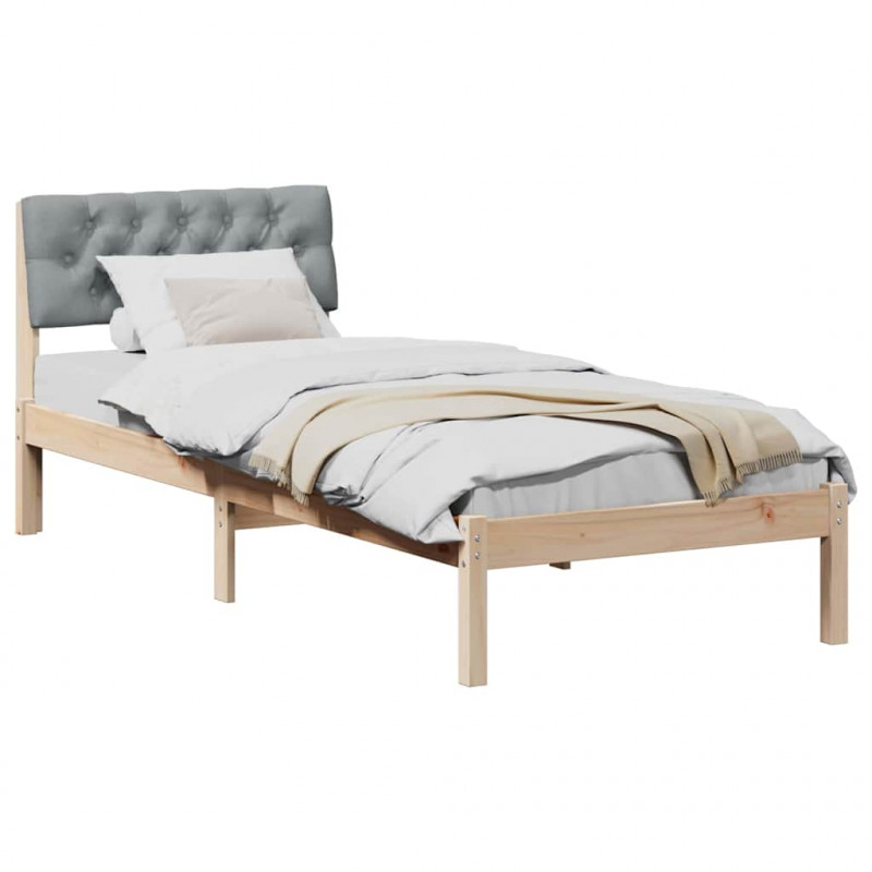 Rama łóżka Brązowy i jasnoszary 75 x 190 cm Lite drewno sosnowe