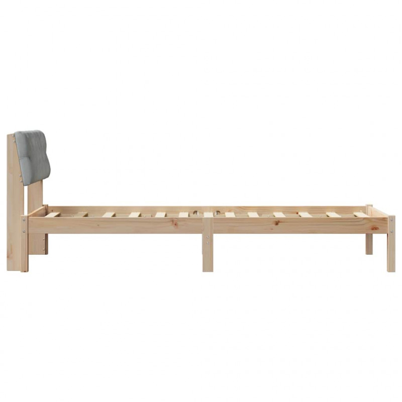Rama łóżka Brązowy i jasnoszary 75 x 190 cm Lite drewno sosnowe